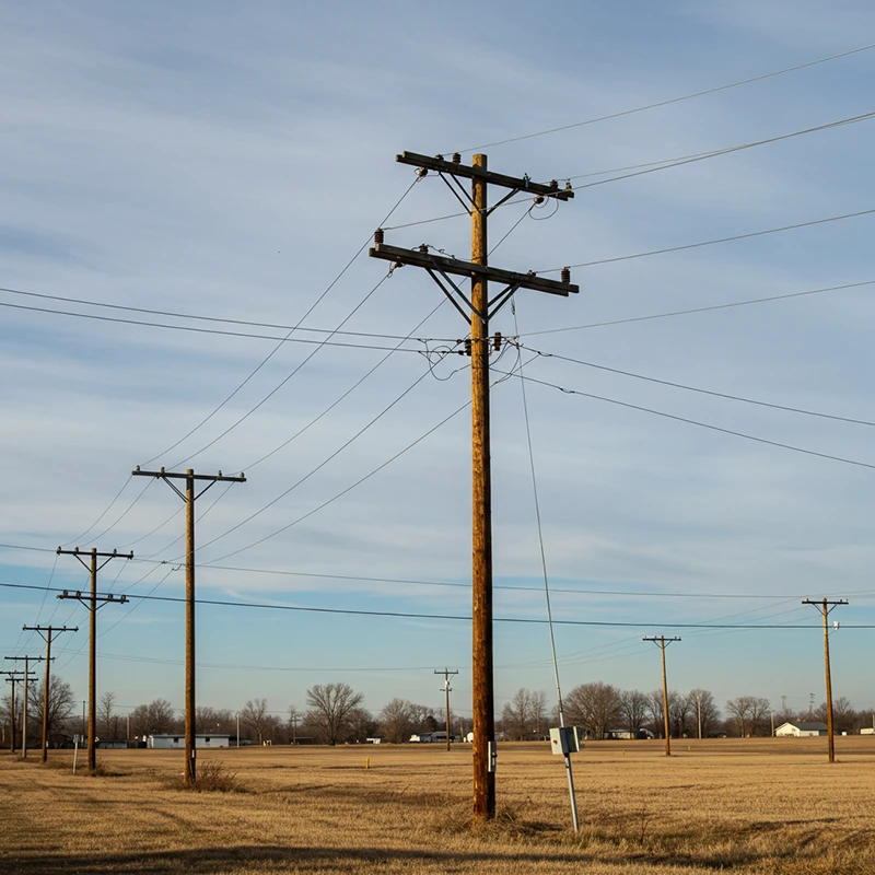Postes de madera utilizados en tendido eléctrico